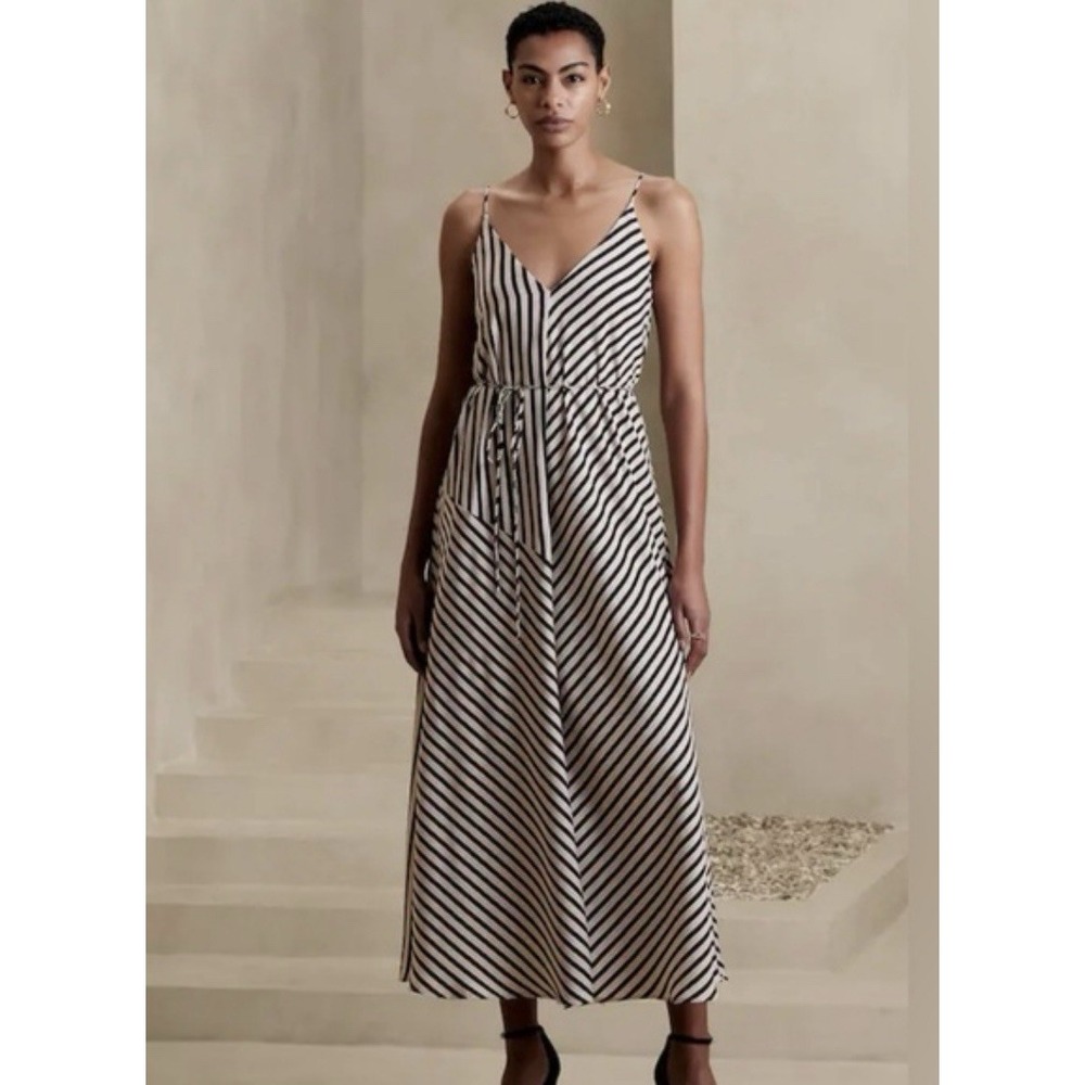 NWT Banana Republic Gully Asymmetrical Seam Maxi Dress Oversized Petites XXS